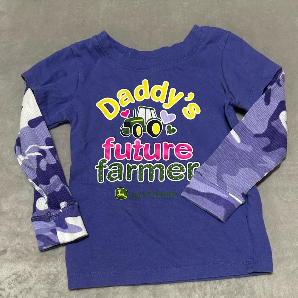John Deere Purple Kids Long Sleeve Tee